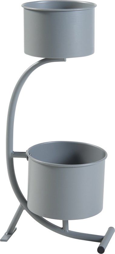 en.casa Plantenstandaard Almelo - 63x29x21 cm - Metaal - Grijs
