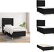 vidaXL Boxspring met matras stof zwart 100x200 cm