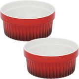 Excellent Houseware 4x Creme brulee schaaltjes/bakjes rood 9 cm van porselein - Tapas schaaltjes