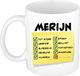 Bellatio Decorations Naam mok Merijn - wit - top gozer - keramiek - 300 ml - cadeau collega beker