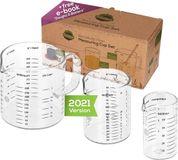 TreeBox Maatbeker van Glas – 3-delige set Maatbekers – Hitte- en Magnetronbestendig – Maatbeker 250 ml, 125 ml en 50 ml