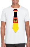 Bellatio Decorations Shoppartners Bv Supporters T-shirt - wit - met vlag Duitsland kleuren stropdas - heren - korte mouw M