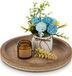 Bol Plateau décoratif rond en bois avec perles marron - pour table basse, cuisine de ferme, salon vintage - plateau rustique en bois - bougeoir circulaire - accent de maison