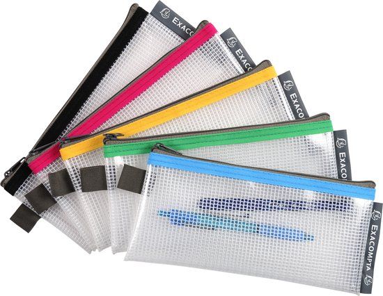 Exacompta 10x Transparante tassen in zachte plastic met ritssluiting - Geassorteerd - 34110E