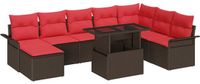 vidaXL Tuinbank Set 9 st Bruin poly rattan