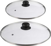Secret de Gourmet Universele pannendeksels - set van 2x st - glas - voor pannen dia 20 en 29,5 cm