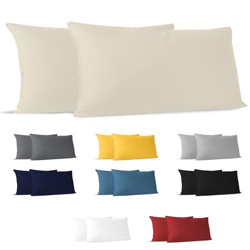 Dreamzie katoenen kussensloop 40x80 cm beige (set van 2)