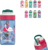 Kambukka Lagoon waterfles 400ml - Blue Flamingo met geïntegreerd rietje - drinkfles voor kinderen