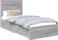vidaXL Cadre de lit avec tiroir Gris Sonoma 90 x 190 cm Bois traité