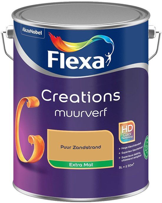 FLEXA Creations Muurverf - Extra Mat - Puur Zandstrand - 5 liter
