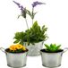 Arte r Plantenpot/bloempot teil - 3x - zink - zilver - D12 x H17 cm