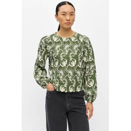 OBJECT rechtvallende blousetop met borduursels - groen