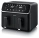 Arendo friteuse à air chaud avec double panier, 8 litres, airfryer avec 2 compartiments de cuisson, 2700 W, 2-en-1 avec fonction four, 8 programmes, fonction synchronisation, circulation 3D, minuterie, acier inoxydable
