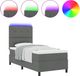 vidaXL Lit à ressorts avec matelas Gris foncé 100 x 200 cm tissu