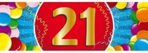 Bellatio Decorations 21 jaar leeftijd sticker - 19 x 6 cm - verjaardag - jubileum - versiering
