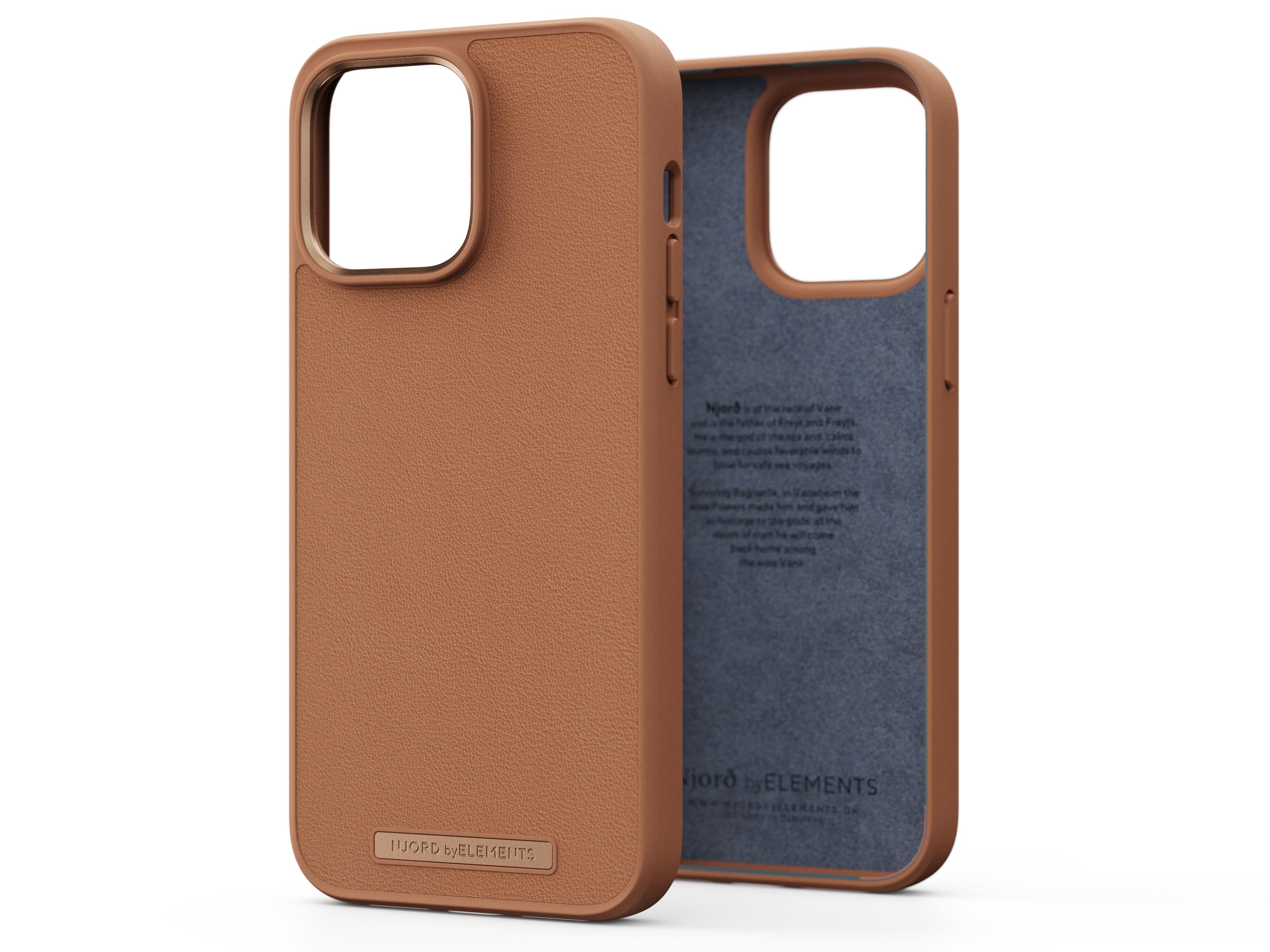Njord byELEMENTS iPhone 14 Pro Max Case - Genuine Leather Cover - Cognac