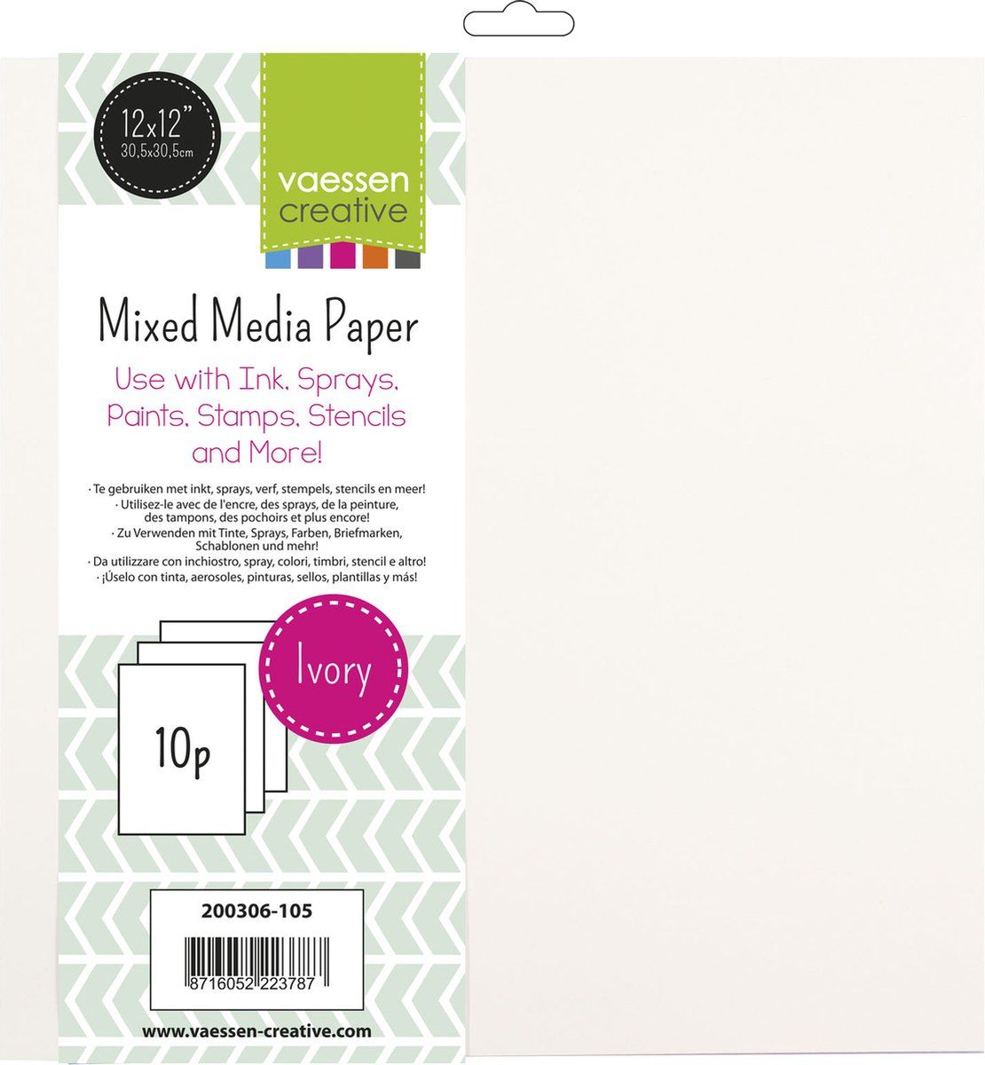 Vaessen Creative Papier mixed media Ivoor 30,5x30,5cm x10