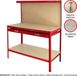 Monster Group BV Werkbank met pegboard en lade - rood - 120x60x155cm - 40 gratis haken