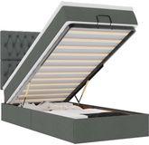 vidaXL Pouf de lit avec matelas et LED tissu 80x200 cm gris foncé