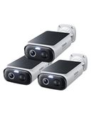 Baseus Security S1 Lite 3-Cam bewakingscamera voor buiten, zonne-accu, wifi, IP67 weerbestendig, camerabewaking, draadloos, buiten, 2K 135°, nachtzicht, geen kosten, compatibel met Alexa en Google