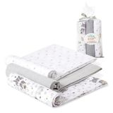 Interbaby Katoenen babydoekjes, 80 x 80 cm, verpakking met 3 luiers voor pasgeborenen, borstvoeding, handdoek, deken, comfortabel, zacht, ademend, parachutespring-design, grijs