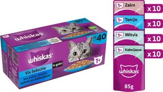 Whiskas Kattenvoer - Adult 1+ - Vis Selectie in gelei - 40x85g