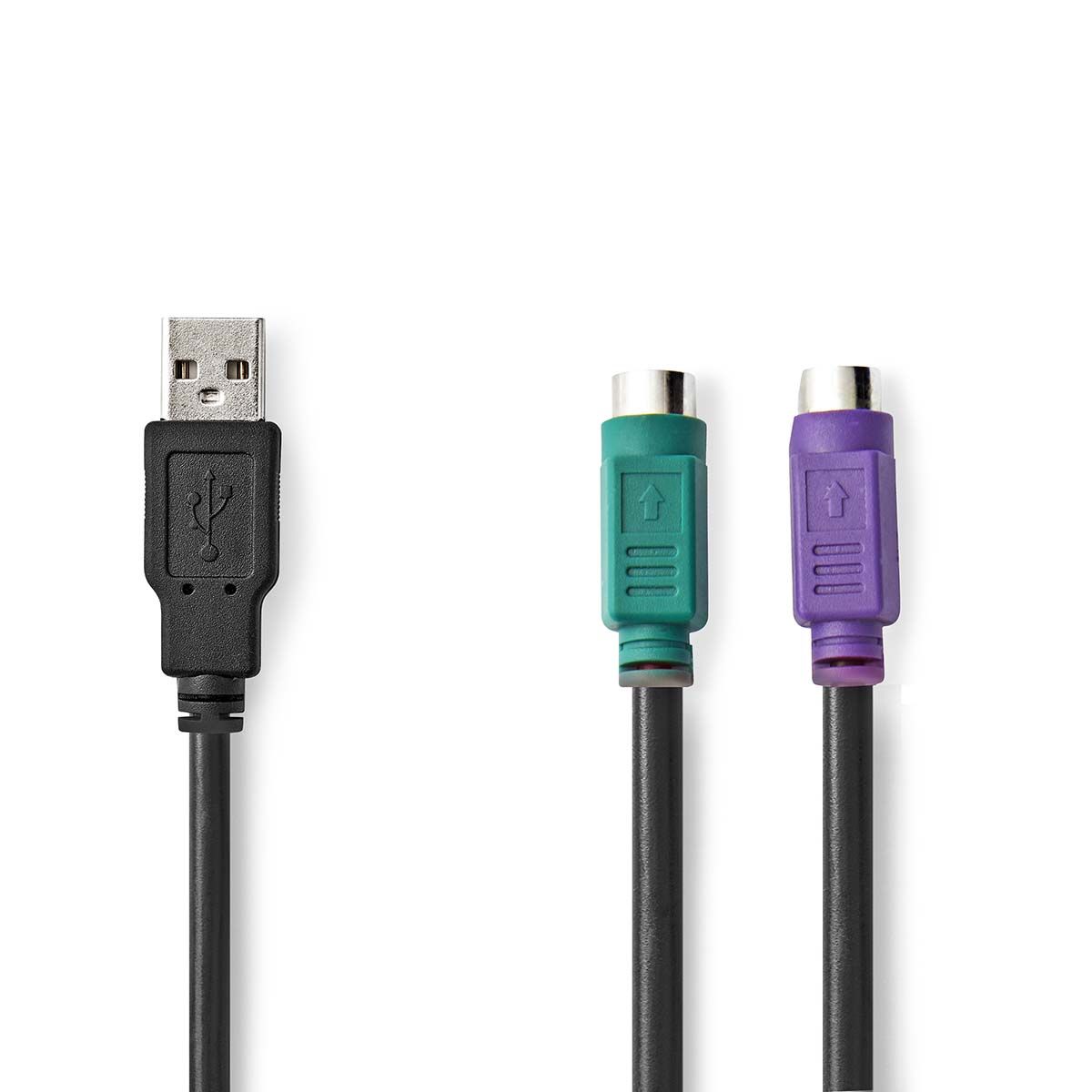 Nedis PS/2 to USB Adapter Cable - 0.3m - Black