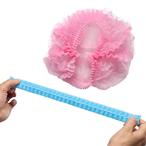 HMOS Douchecap 100 stks wegwerp geplooide elastische mesh vorm niet-geweven badhoed voor wimper verlenging helder waterdichte haar hoed douchecap nieuwe (Color : Pink)