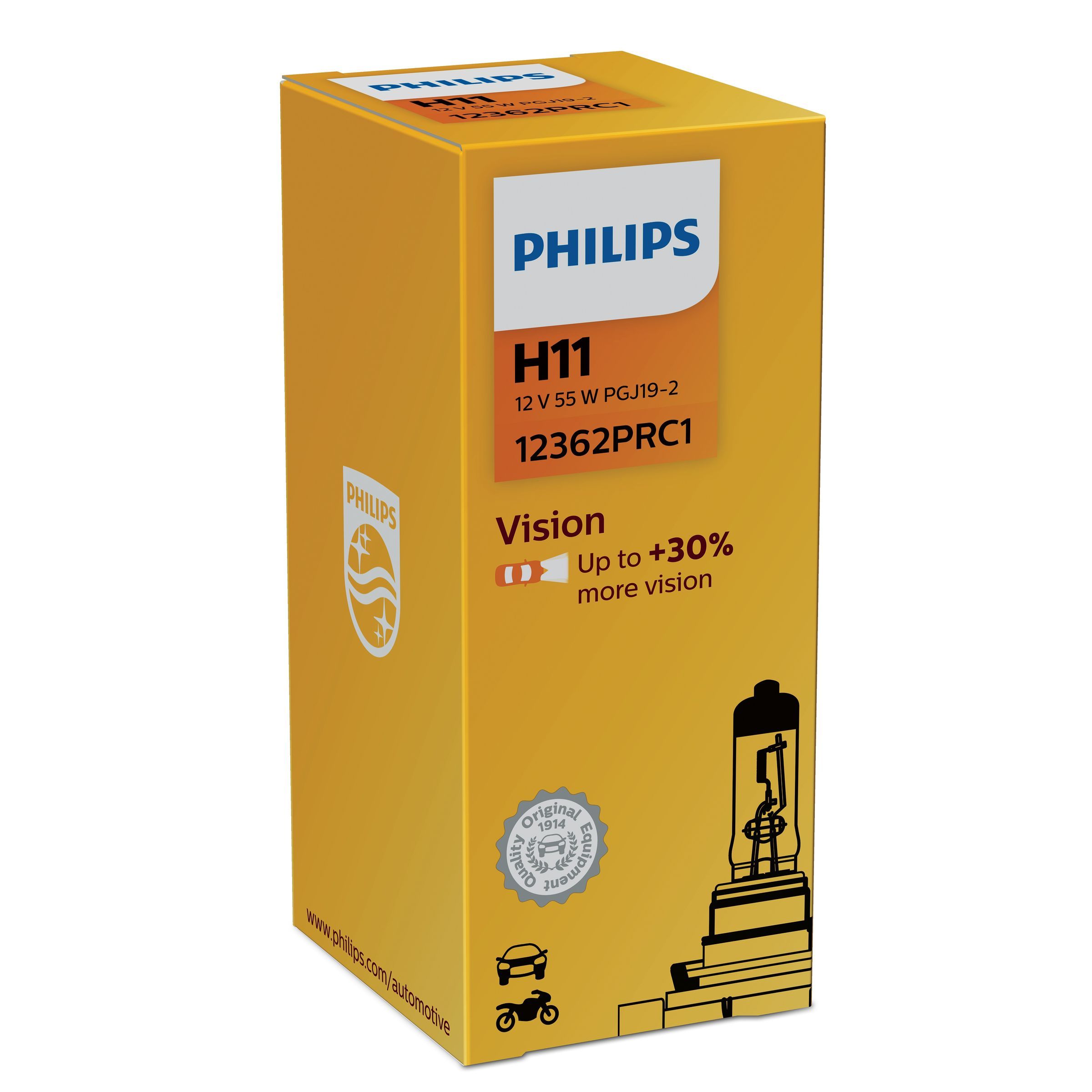 Philips Vision H11 Halogen Headlight Bulb - 1 Pack - 12V - 3200K