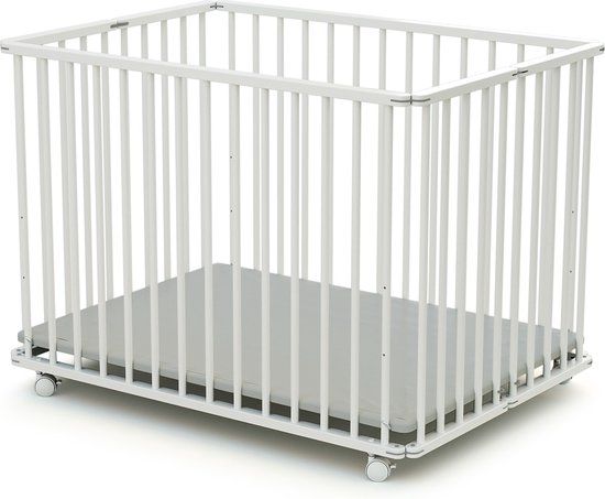 WEBABY Opvouwbare box - Wit - 15 kg - 102x74x73 cm - Hout