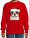 Bellatio Decorations Kersttrui / sweater honden - kinderen - Mopshondje - rood - kerstmuts - Kerstmis 122/128