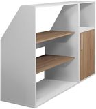 Vente-unique Meubel voor onder een schuin dak met 1 deur, 2 planken en 1 nis - Wit en naturel - ADEZIO
