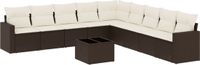vidaXL 10-delige Loungeset met kussens, polyrattan, bruin