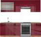 Vicco Fame-Line Unité de cuisine complète – 240 cm, chêne WB Bordeaux laqué brillant/chêne doré