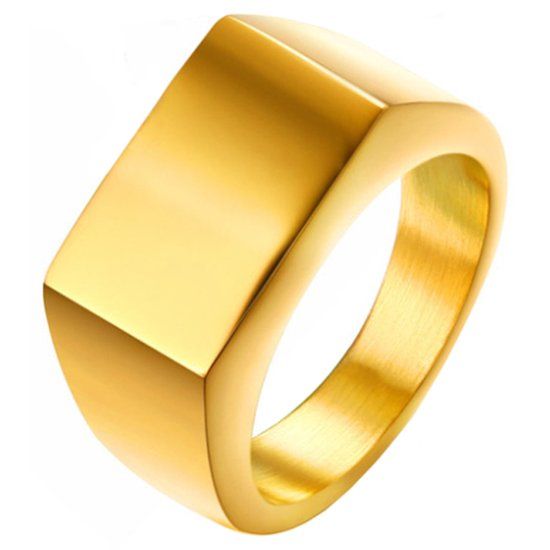 Mendes Jewelry Verguld stalen zegelring 18mm