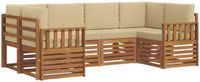 vidaXL Hoek loungeset 6 zitplaatsen Acacia hout Natuurlijk en beige