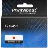 PrintAbout Brother TZe-451 Tape Zwart op rood (24 mm)