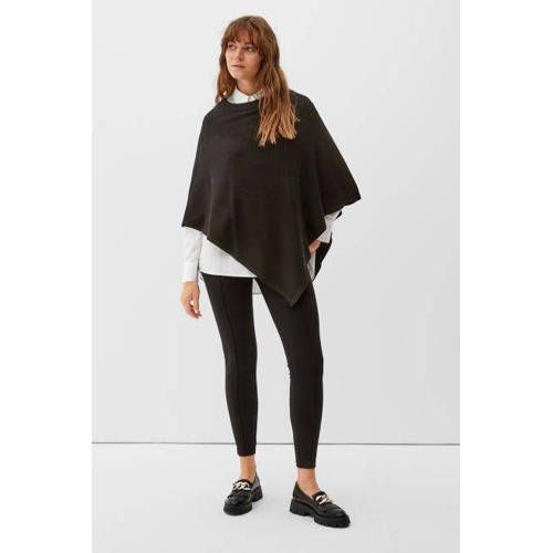 s.Oliver Gebreide Poncho Zwart