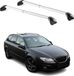 Aurilis Omac Barres De Toit Transversales Certifiées Tüv Pour Seat Exeo Break 2008-2013 – Verrouillables (4 Antivols) – Charge Max 100 Kg – Sangle Inox + Protection Caoutchouc Argent
