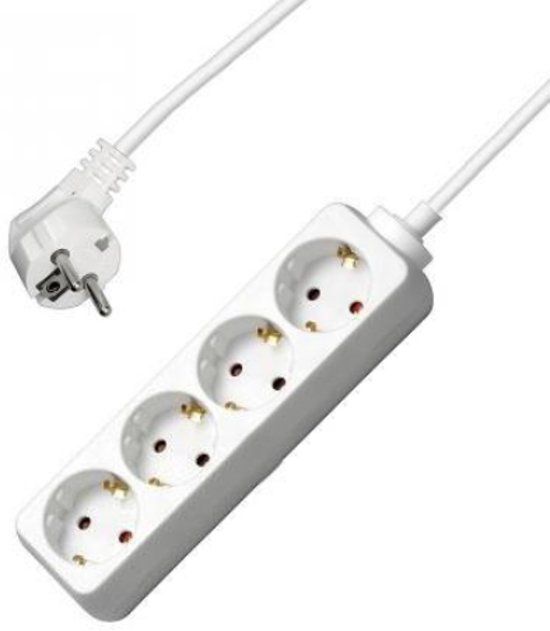Allteq Stekkerdoos - 4-voudig - Wit - 3 meter