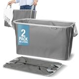CleverMade Opvouwbare wasmand, schaduwgrijs/steengrijs, 2 stuks - 60 l