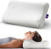 Slaapspeciaal Aloe Vera Nekkussen – Traagschuim Hoofdkussen met Neksteun | 60x40x14/12 cm – Ergonomisch Kussen voor Zij- en Rugslapers – Afritsbare & Wasbare Aloe Vera Hoes – Anti-Allergisch – Memory Foam