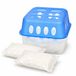 WDMT Spies Trading Vochtvreter met 2 Zoutzakken – Compacte Vochtabsorber / Luchtontvochtiger zonder Stroom – Voor Kast, Badkamer, Slaapkamer, Caravan & Berging – 13,5 x 12 x 13,5 cm – Blauw