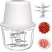Mini-hachoir électrique - 400 ml - 6 lames - Rechargeable par USB - Lavable au lave-vaisselle - Mini blender portable - Appareil de cuisine - Blanc - Hachoir 6-en-1