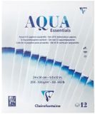 Clairefontaine 976099C Gelijmd Blok Aqua Essential 24x30 cm - Assortiment van 12 Aquarelpapieren - Ideaal voor Natte Techniek