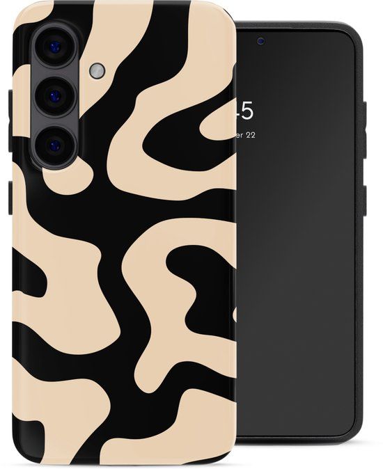 Selencia Hoesje - Geschikt voor Samsung Galaxy S24 - Backcover met Magnetische Ring - Art Wave Black