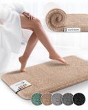 Beautissu BeauMare FL – Badmat Antislip 60x50 cm Natuur – Hoogpolig Tapijt – Voor Vloerverwarming – Zacht Badmat voor Douche Badkuip WC
