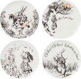 V&A Alice in Wonderland Set van 4 bijzetborden, voor diner, middagthee of ontbijt, fijn porselein, 20,5 cm, wit
