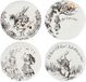 V&A Alice in Wonderland Set van 4 bijzetborden, voor diner, middagthee of ontbijt, fijn porselein, 20,5 cm, wit