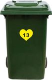 MC Living KadoExpress Kliko Sticker / Vuilnisbak Sticker - Hart - Nummer 13 - 18,5x16,5 - Geel
